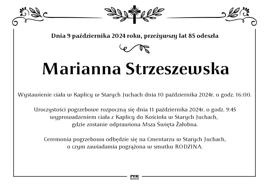 Marianna Strzeszewska - nekrolog